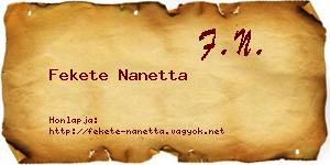 Fekete Nanetta névjegykártya